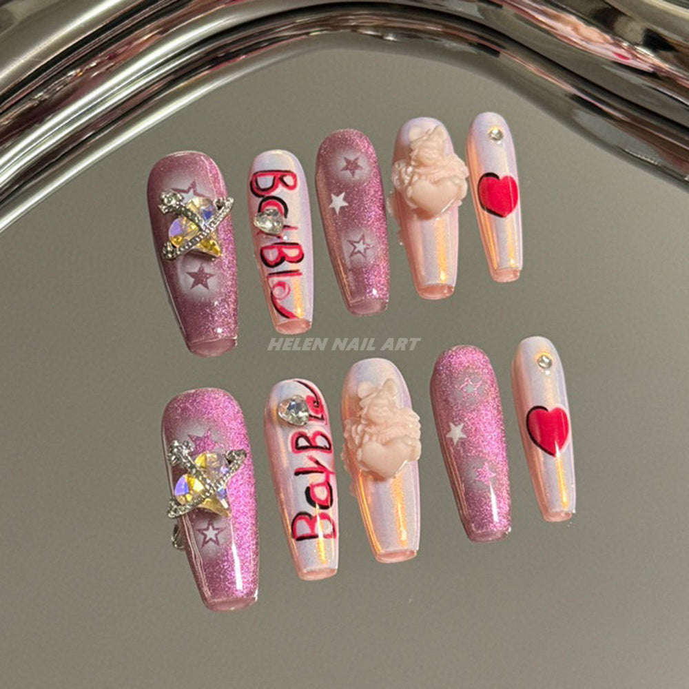 barbie nails design - press on nails_1